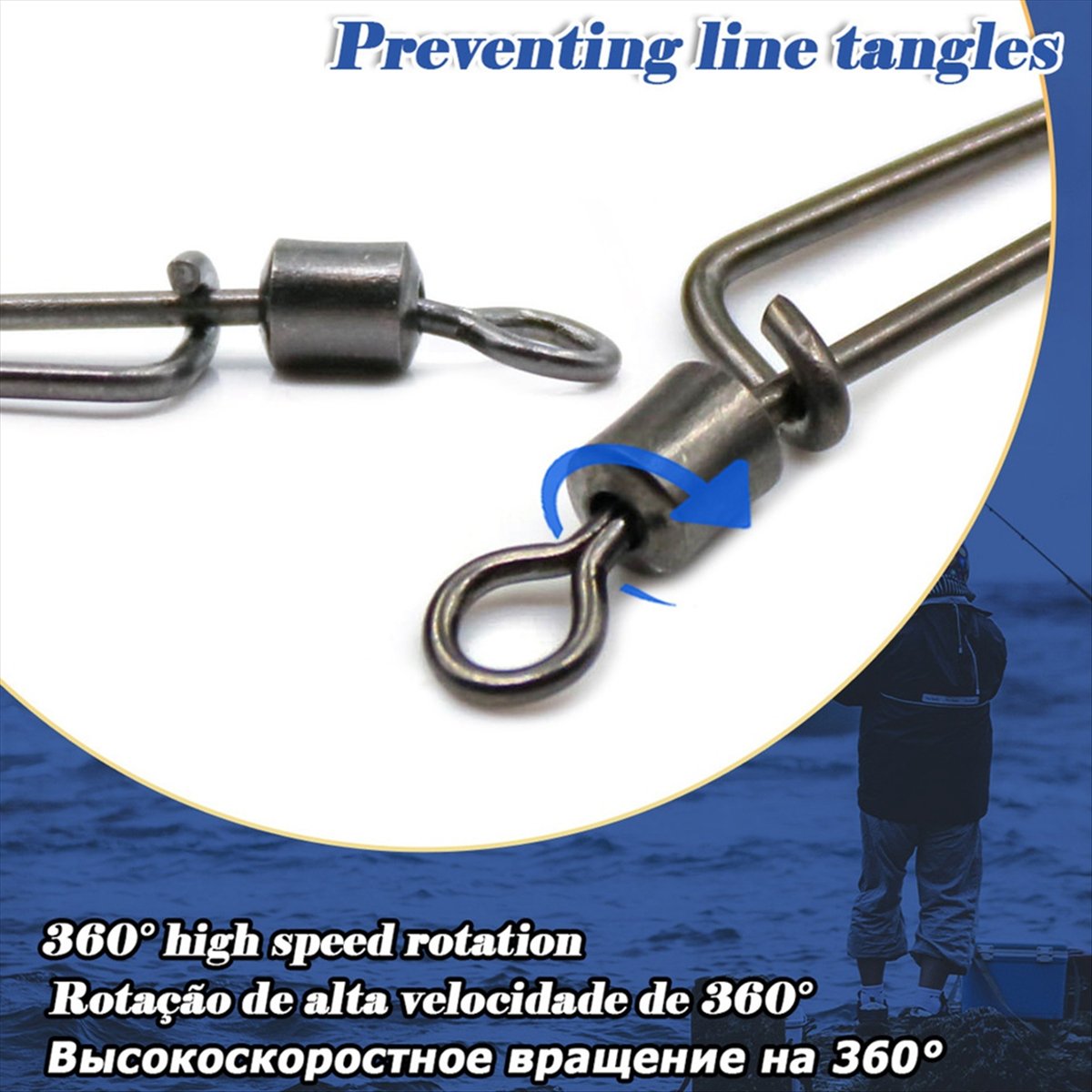 Fishing Swivel Connector - Clipe Giratório T34C com Mosquetão Coastlock,