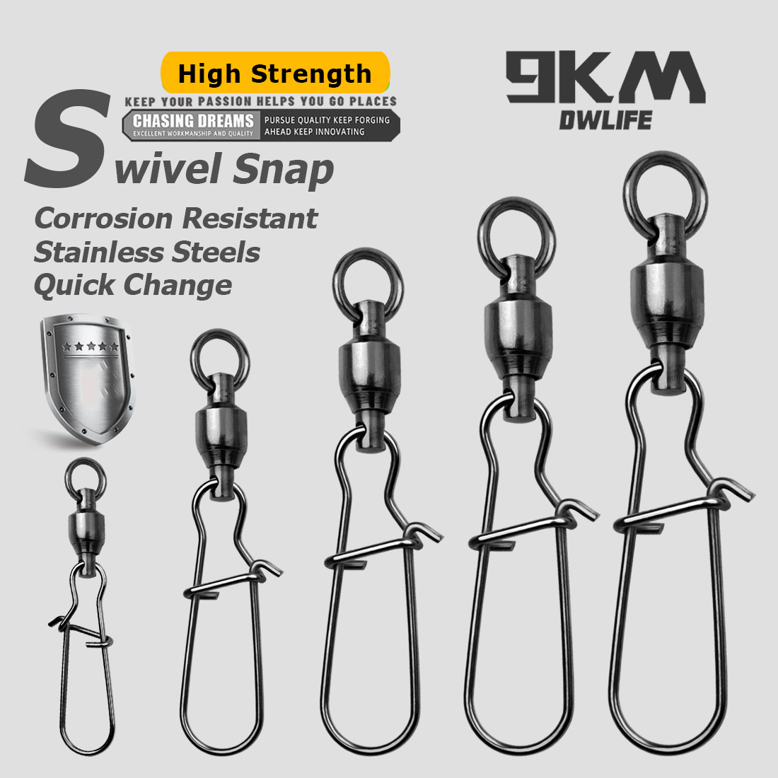 Fishing Swivel Connector - 9KM 10 Peças Girador com Rolamento