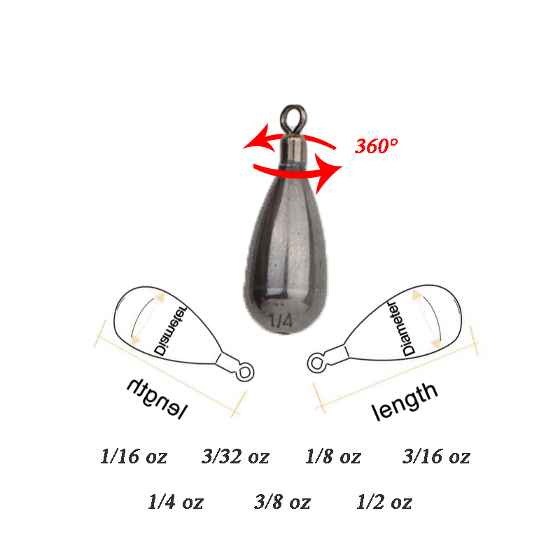 Tungsten Sinkers - 3 pçs 7 modos1.8g 2.7g 3.5g