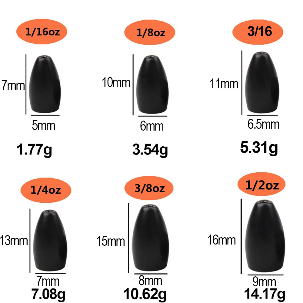 Pesos de pesca de aço de tungs - Tungsten Sinkers avaliação e preço